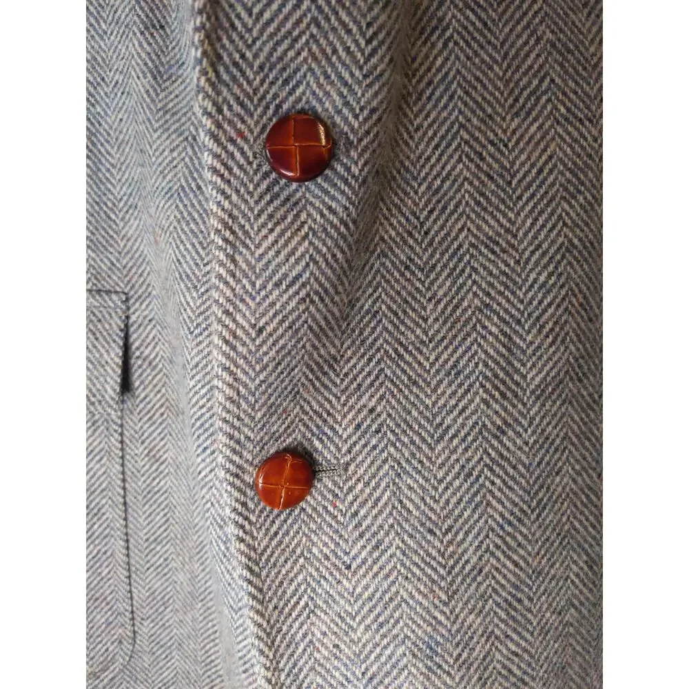 Vintage Shefford Anderson-Little Gray Herringbone Wool Blazer Union Made USA 42R